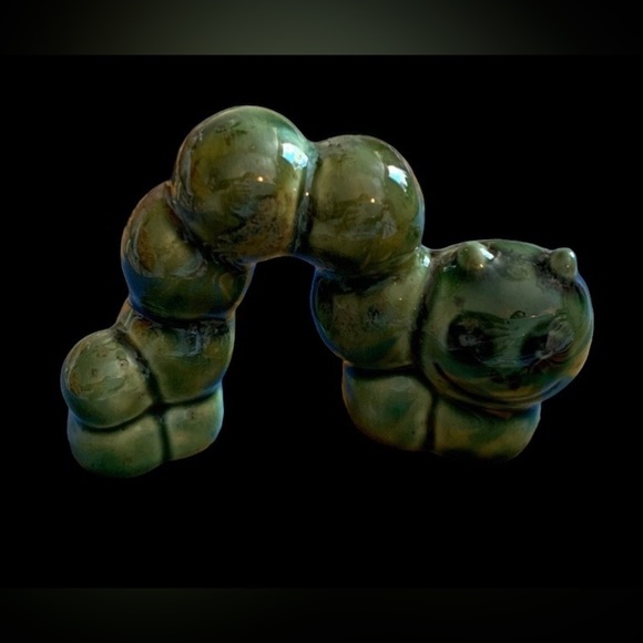 Green Vintage Ceramic Caterpillar Wiggly Worm - Picture 3 of 6